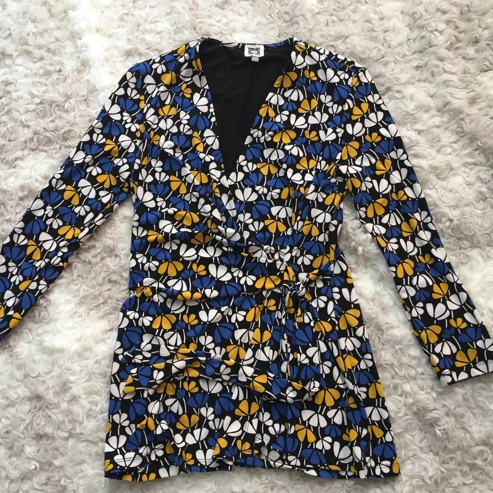 Ann Klein Fitted, Faux Wrap Front Blouse, …